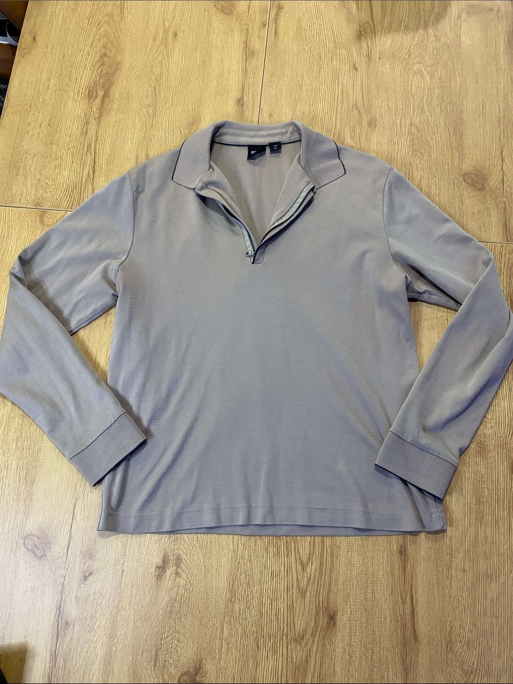 Hugo Boss Taupe Long-Sleeve Quarter-Zip Polo